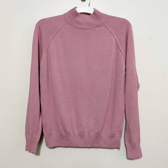 JEANNE PIERRE Sweaters - Jeanne Pierre Pink Cotton Mockneck Sweater L
